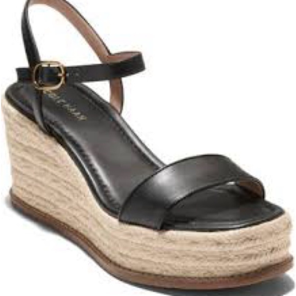 Cole Haan Elegant Black Wedge Sandals